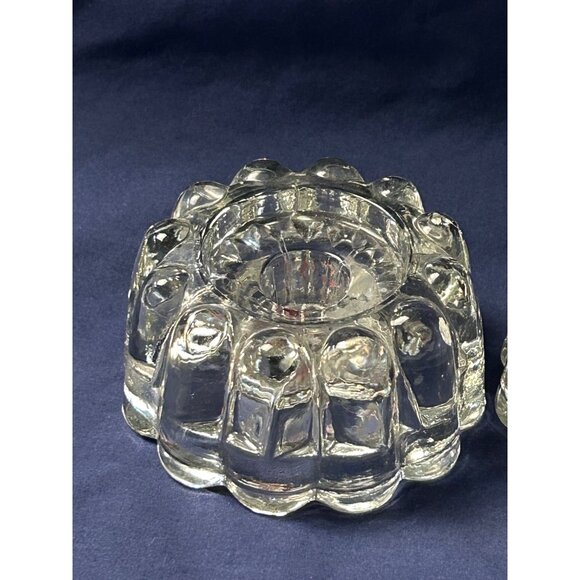Vintage Pressed Crystal Votive Candle Holders Set of 2 Heavy Scalloped Clear - Picture 7 of 8